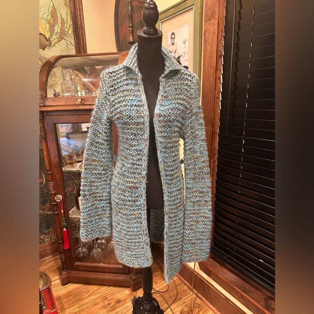 Free People Wool Sweater Teal Long Sleeve Vintage Style M